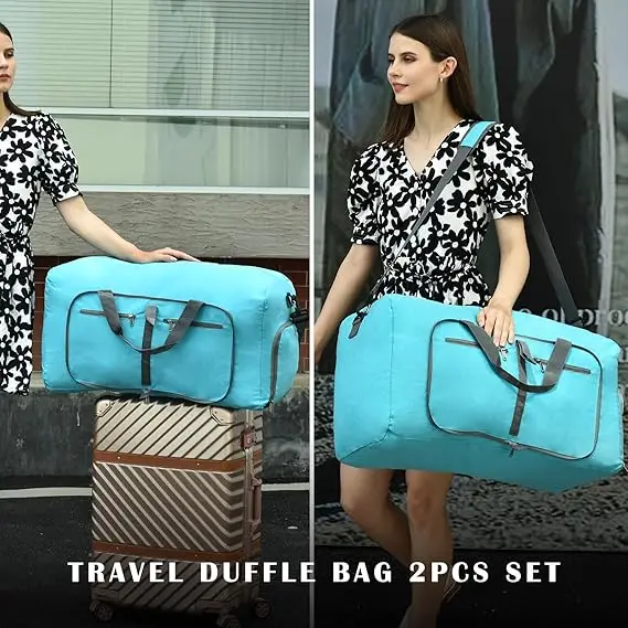 Duffle Bag with Shoes Compartment and Adjustable Strap Foldable Travel Duffel Bags for Men Women Waterproof Duffel Bags