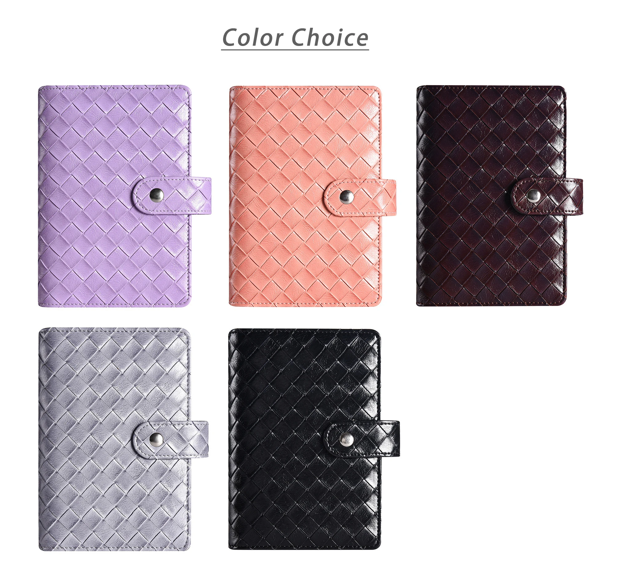 Leather Braid Book Cover Customized Logo A6 PU Leather 6 Ring Binder for Lady