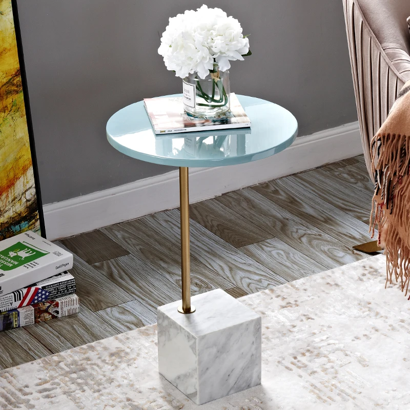 Special Offer White Glossy Round Solid Metal With Solid Three Leg Coffee Table