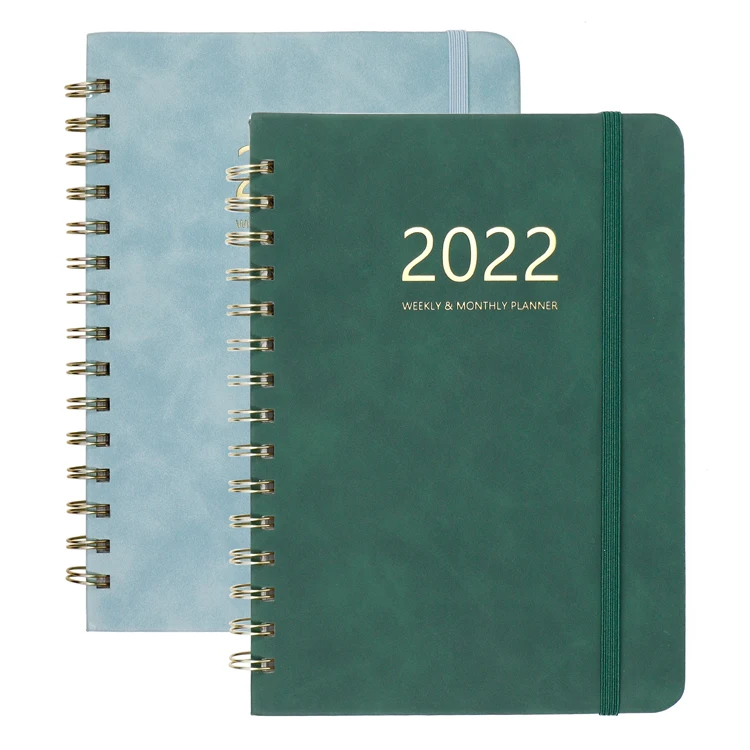 Custom printing 2022 agenda Fashion A5 Hardcover Calendar Life Organizer pu spiral notebook planner