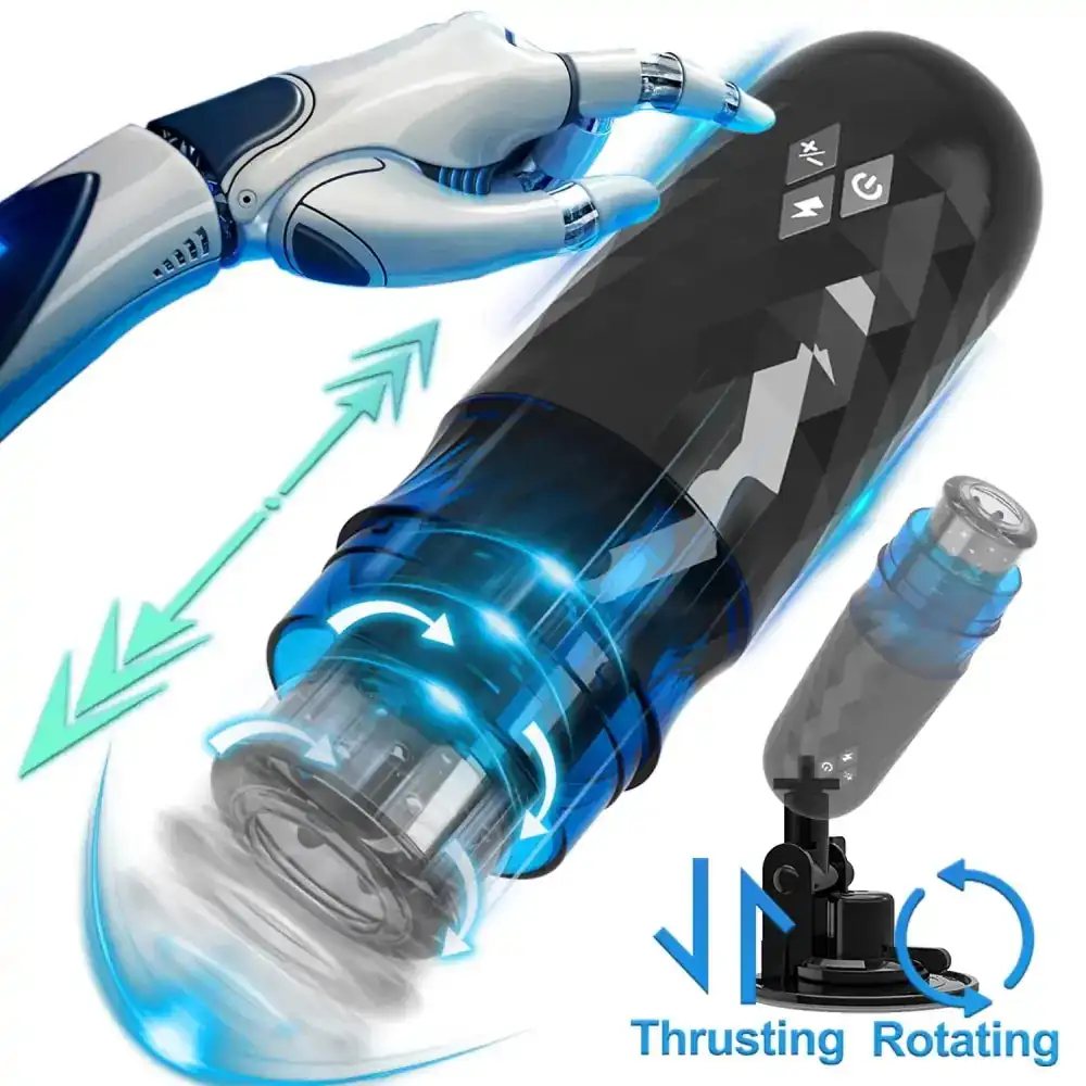 USB Rechargeable Hands Free Rotating Thrusting Piston Electric Auto Male Handjob Masturbation Cup for Men Stroker Sex Toys