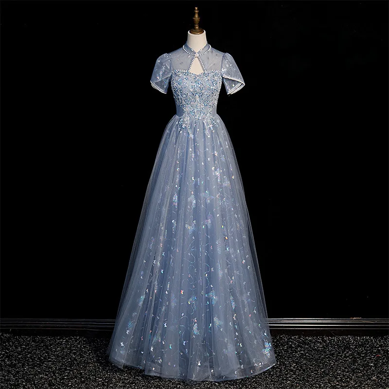 Banquet Temperament Blue Annual Gala Dress Woman Night Prom Evening Dresses