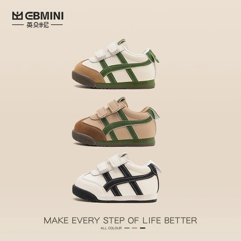 Ebmini spring striped fashion all-match soft sole non-slip infants casual toddler board shoes