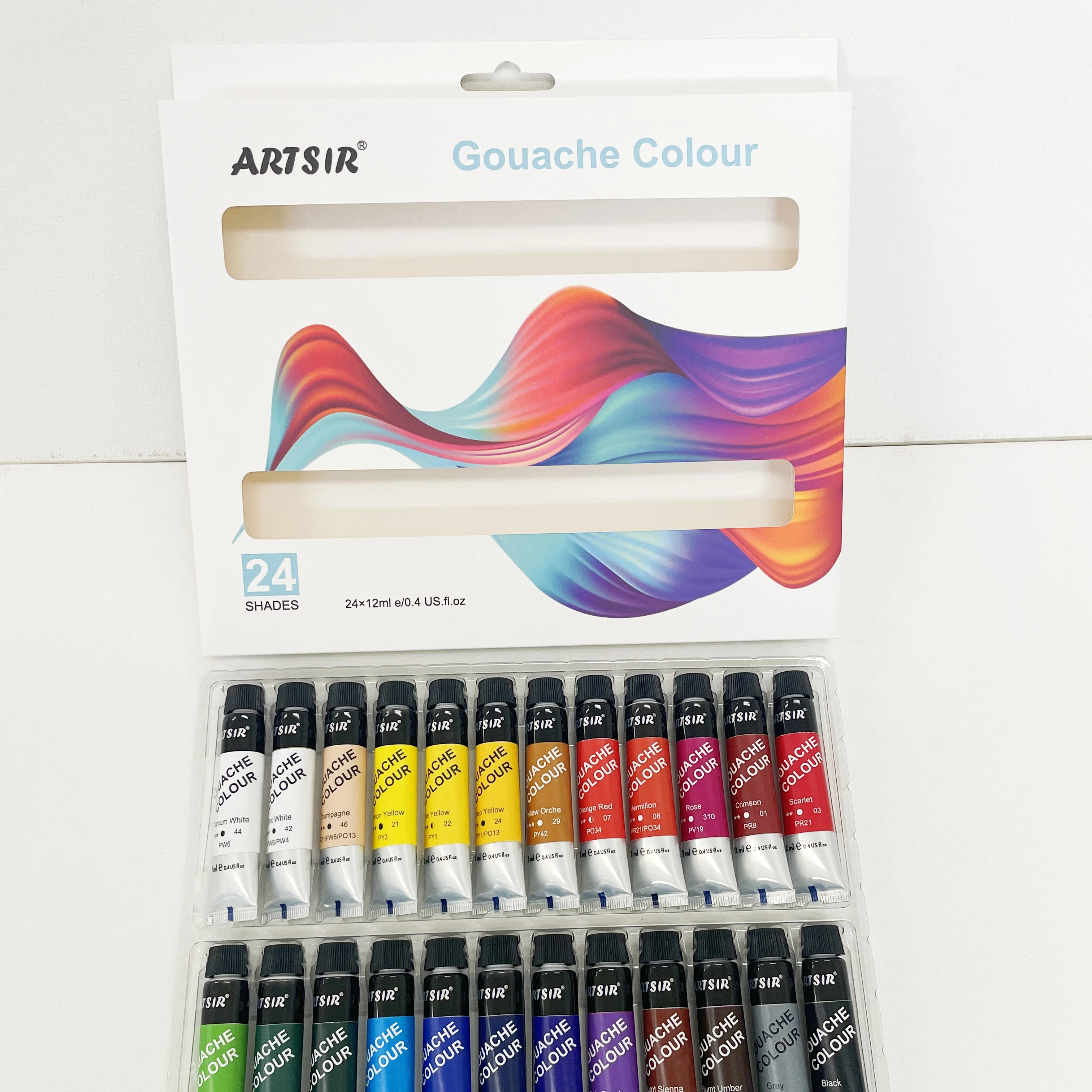 Chinjoo High Quality Non Toxic Basic 24 Colors Gouache Paint Set Professional For Paper For Student