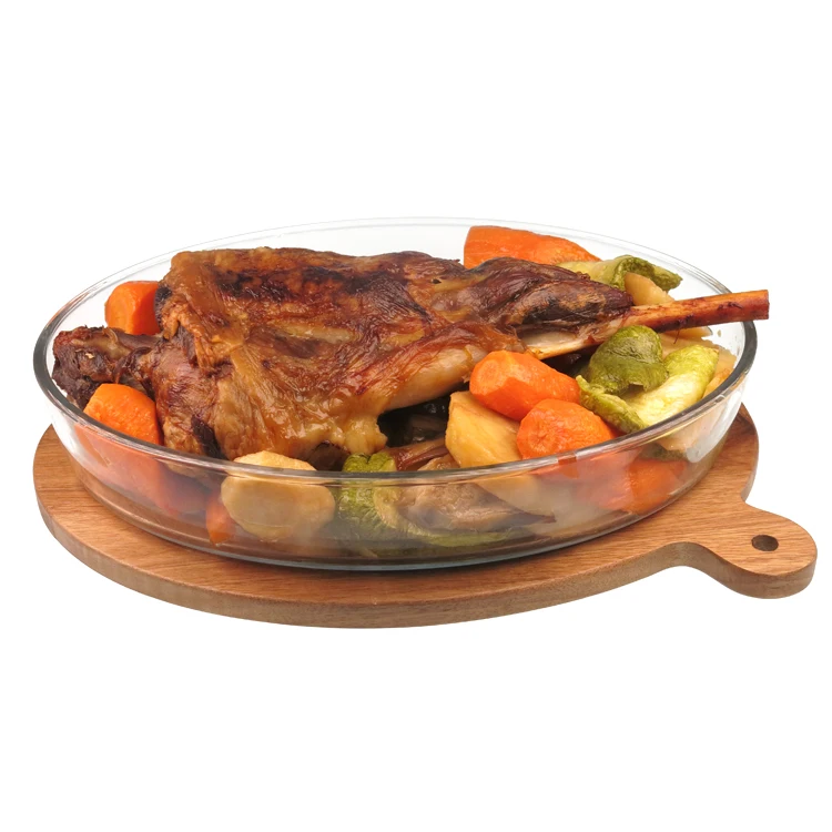 
KGG Mijotex Oval Baking Dishes Multi Use Bamboo Wooden Lid Baking Trays High Borosilicate Pyrex Bakeware Glass Picnic Popular 