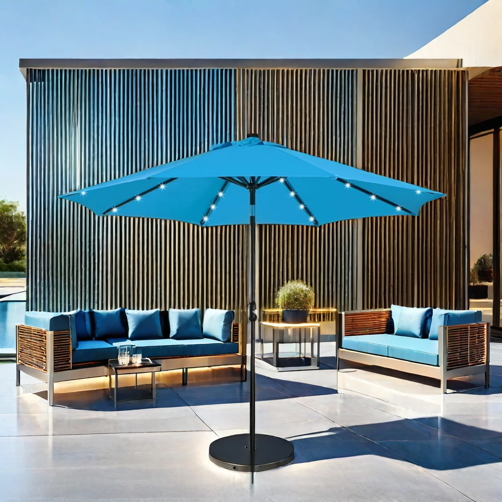 Modern Custom Outdoor LED Patio Beach Solar Panel Umbrella 3m Large Garden Furniture with Lights for Park Use