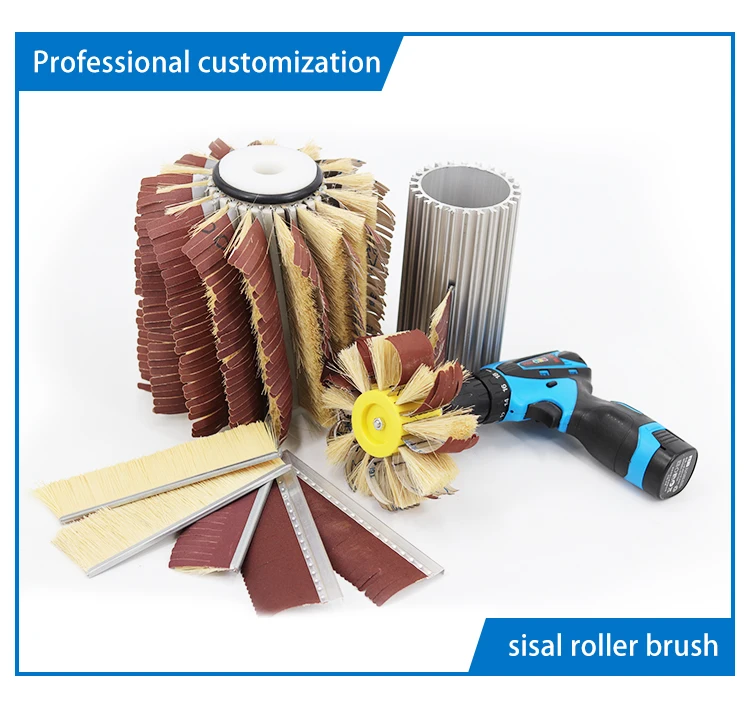Sisal Sanding Brush Strip Sandpaper Polishing Brush Roller For Wood Grinding
