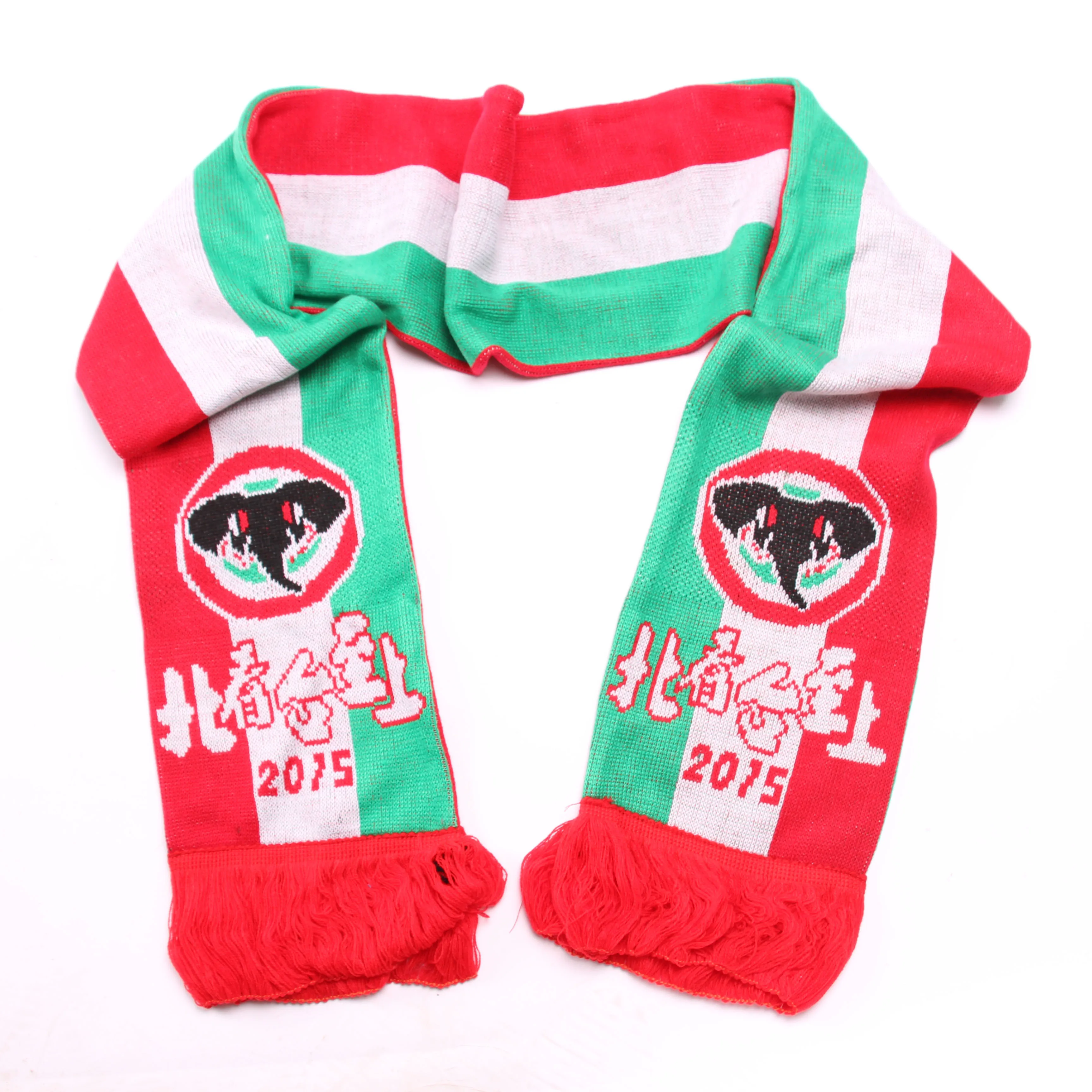 knit factory directly supply hot popular warm soft double layer long crosswise stripe pattern jacquard football scarf