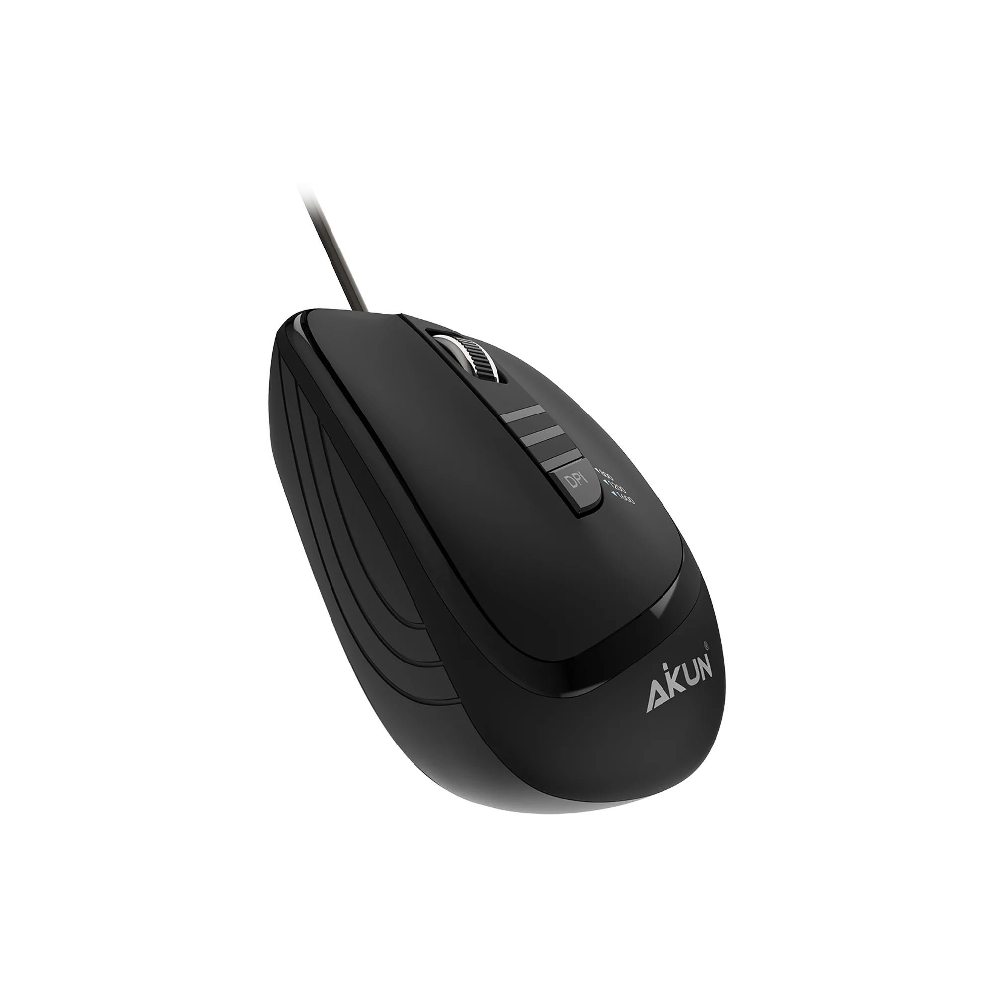 AIKUN Wired 3D Optical Mouse LT22 with DPI Switch 800/1200/1600,USB Cable,Rubber Wheel,Plug and Play