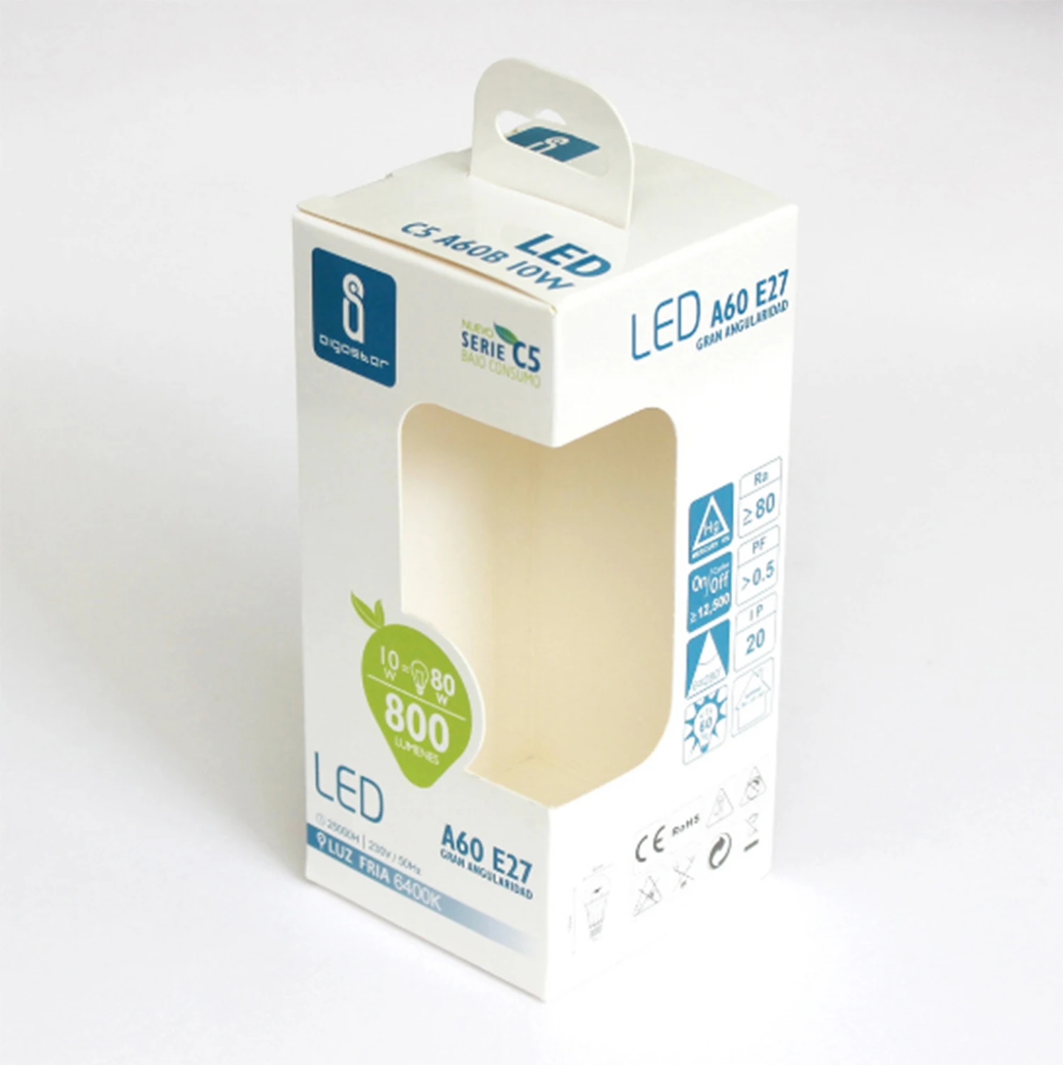 Customized LED Table Lamp Packaging Box Energy Saving Light Bulb Paper Box Art Paper with Display Windows