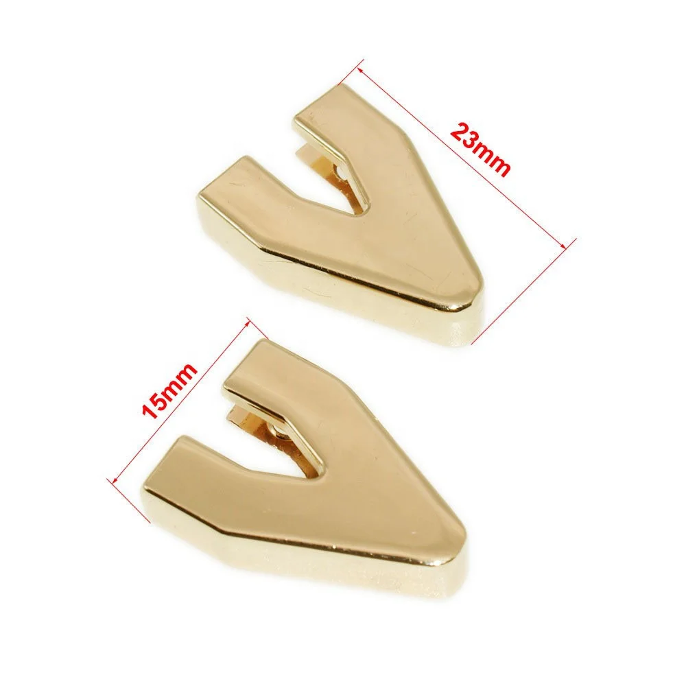 V shape tail clips end bags hardware metal Angle protector corner clip zipper end hand pull decorative buckle