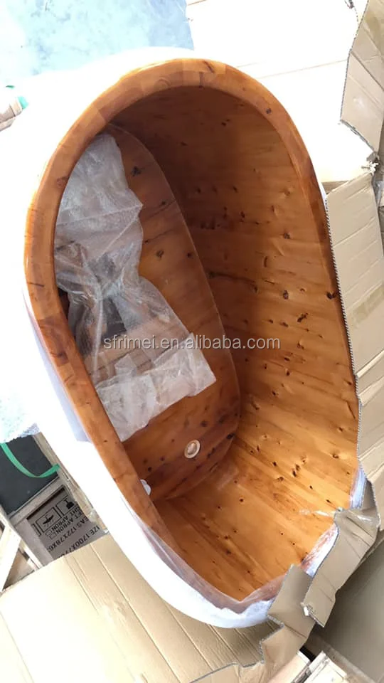 High quality red cedar wooden barrel bathtub, solid wooden spa bathtub for one person K-9507