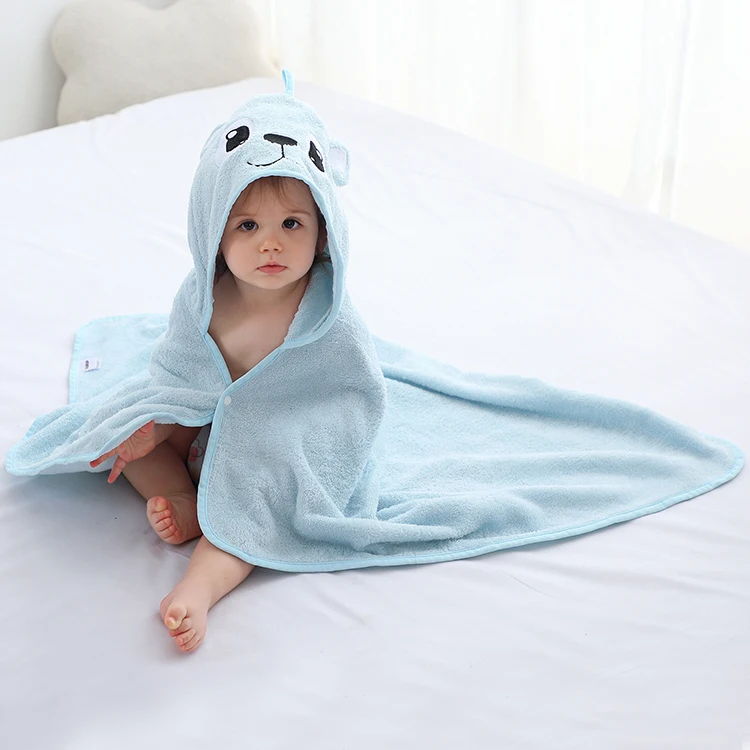 MICHLEY Summer Hot Selling Bamboo Fiber Towels for Children Soft and Cheap 75*100 CM Bath Towels Hooded Blue Dog Baby Towel