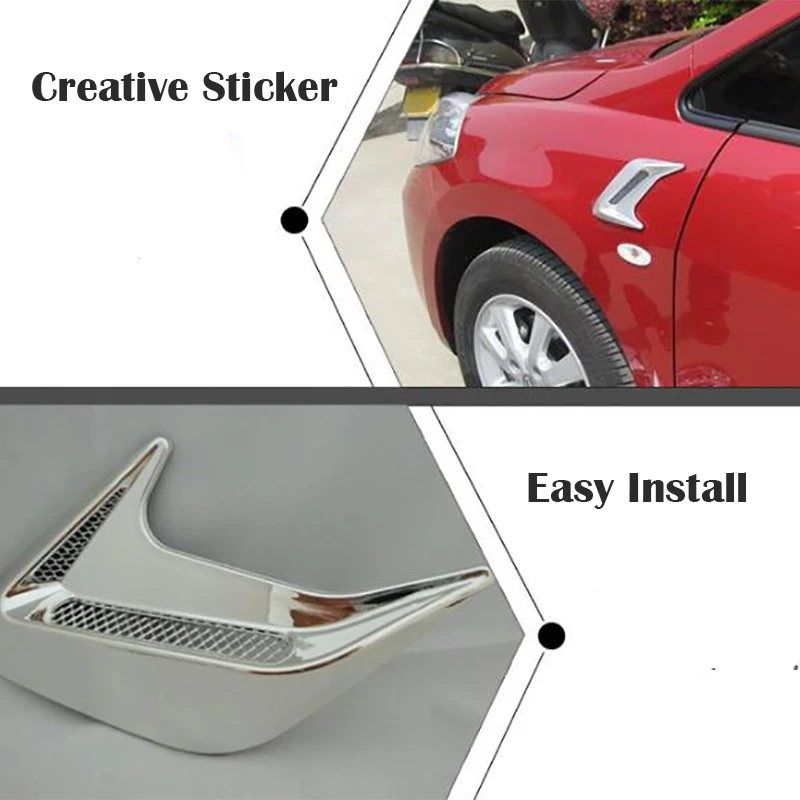Drop shipping 3D Car Sticker Outlet Side Vents Body Sticker Auto Air Vent Fender Emblem Flow Grille Decoration Sticker