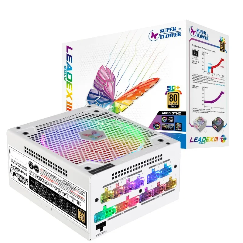 Супер цветок 650W блок питания 80PLUS золотая медаль светодиодный модуль ARGB блок питания