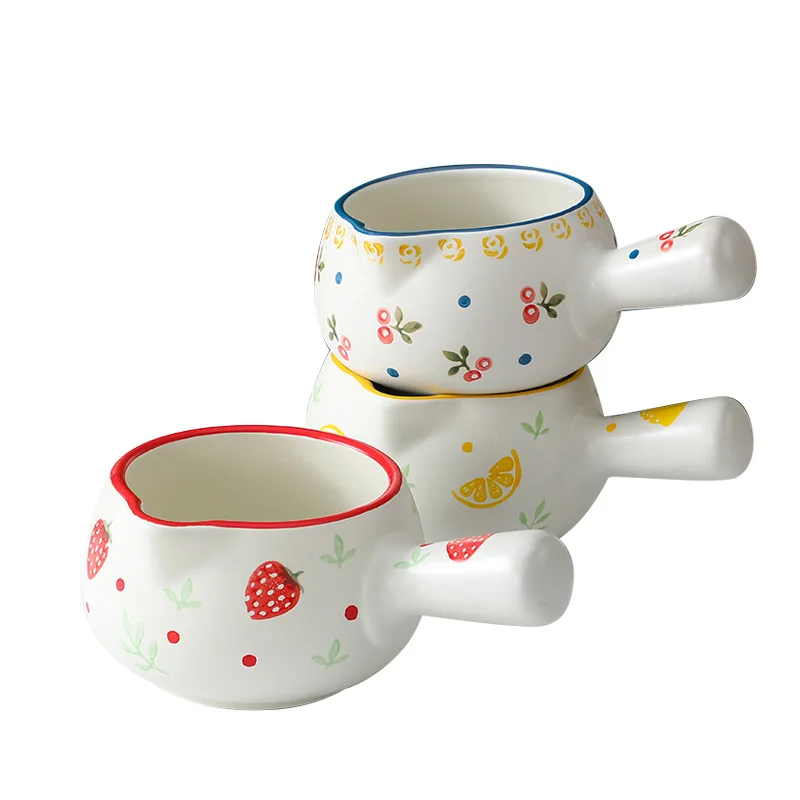 Ceramic Milk Pot With Handle Gas Stove Induction Cooke Baby Breakfast Milk Coffee Saucepan Cookware