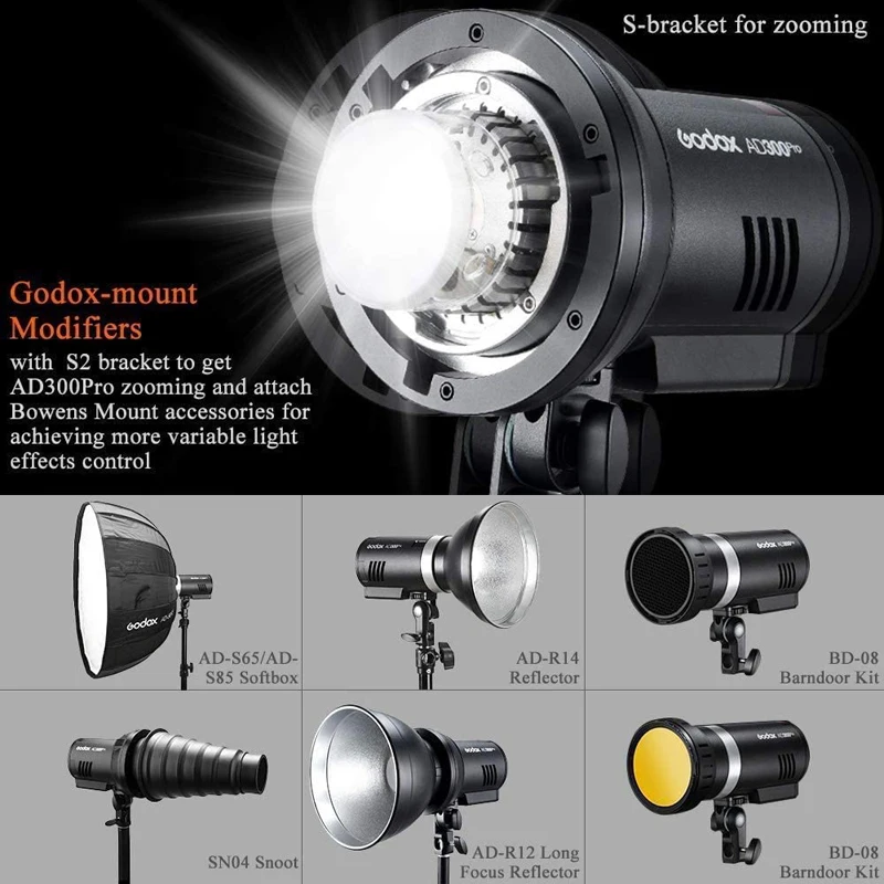 Godox AD300Pro Outdoor Strobe Flash 300Ws 2.4G 1/8000s HSS 320 Full Power Flash Light with Rechargeable Lithium Battery