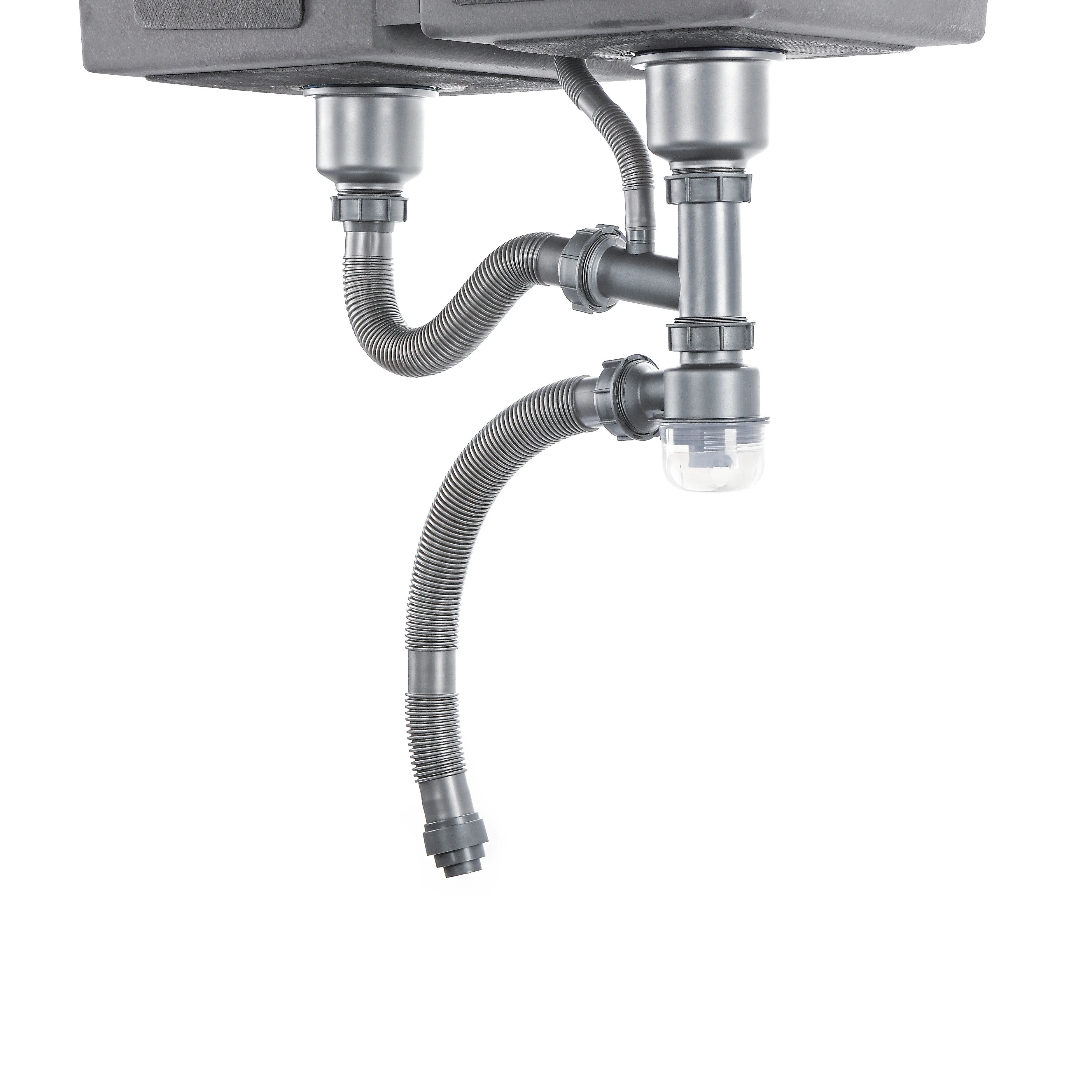 Сливное отверстие для кухонной раковины, двойные трубки, серебристо-серая нержавеющая сталь, легкая в установке, красивый Стандартный сетчатый фильтр, металлическая верхняя крышка