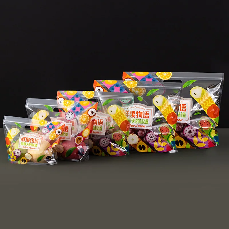 Custom Printing Fruits And Vegetables Packaging Bags 0.5-3 KG Plastic Clear Eco Poly With Vent Holes Zipper Bags