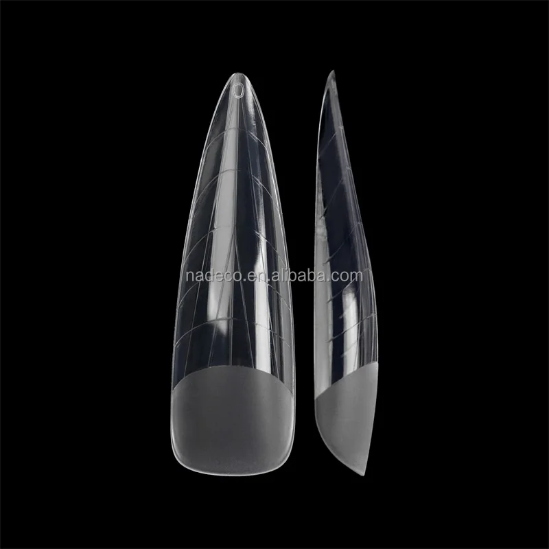 XXL COFFIN SQUARE STILETTO with matte part Dual System Nail Form  DEEP C-curve Straight Side ABS Nail Tips