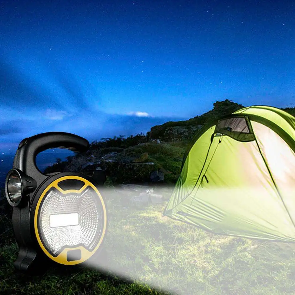Mini Portable Led Cob Camping Flashlight Lantern Battery Power Floodlight + Side Torch Light For Outdoor Hiking Fishing Working
