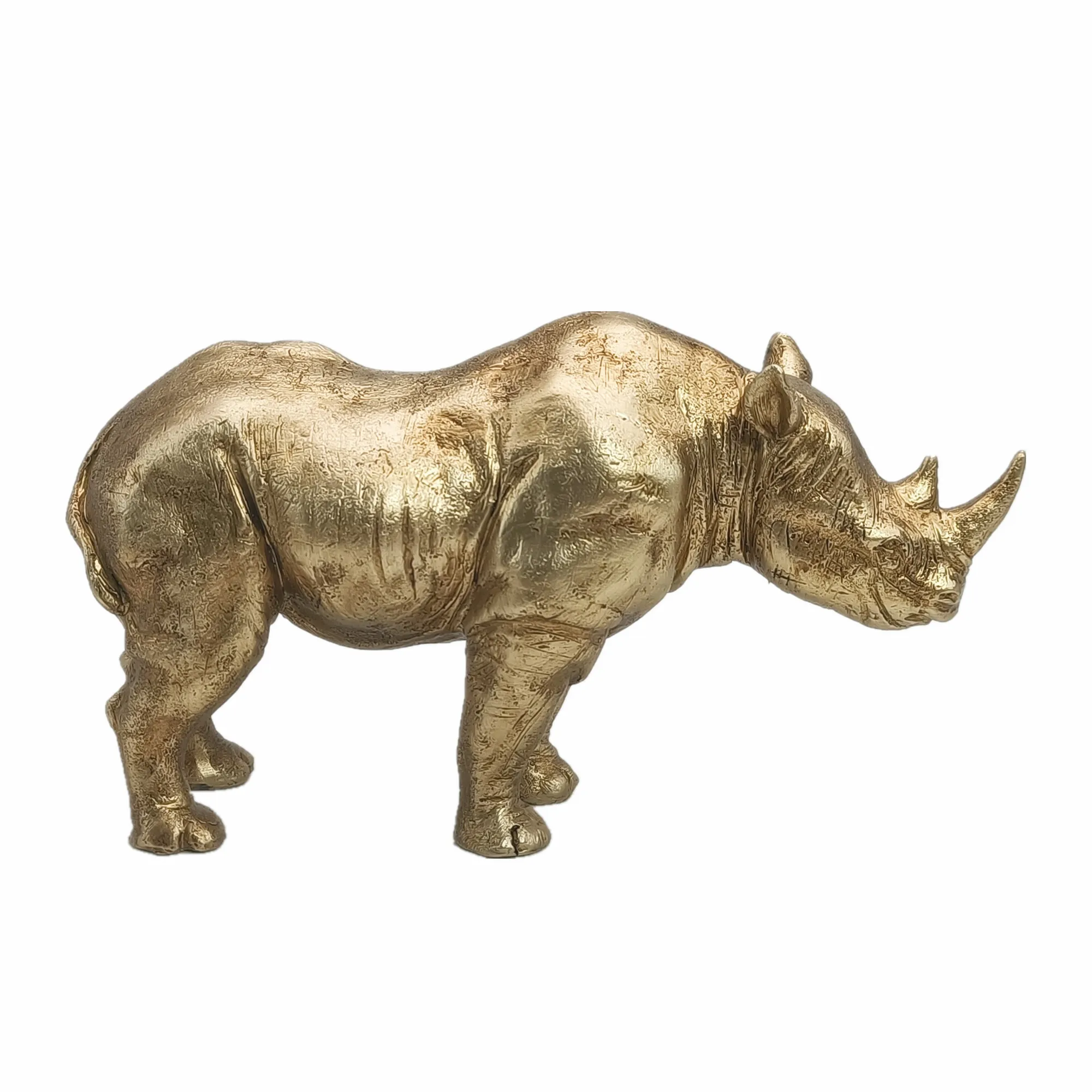 Home Decoration Wholesale Resin Animal  Gold Lying Lion Sculpture Rock Polyresin Lion Statue