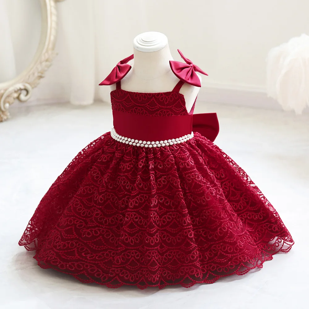 baby girl bow halter tutu party wedding dress  girl  pink  red white  piano  birthday princess evening  dress