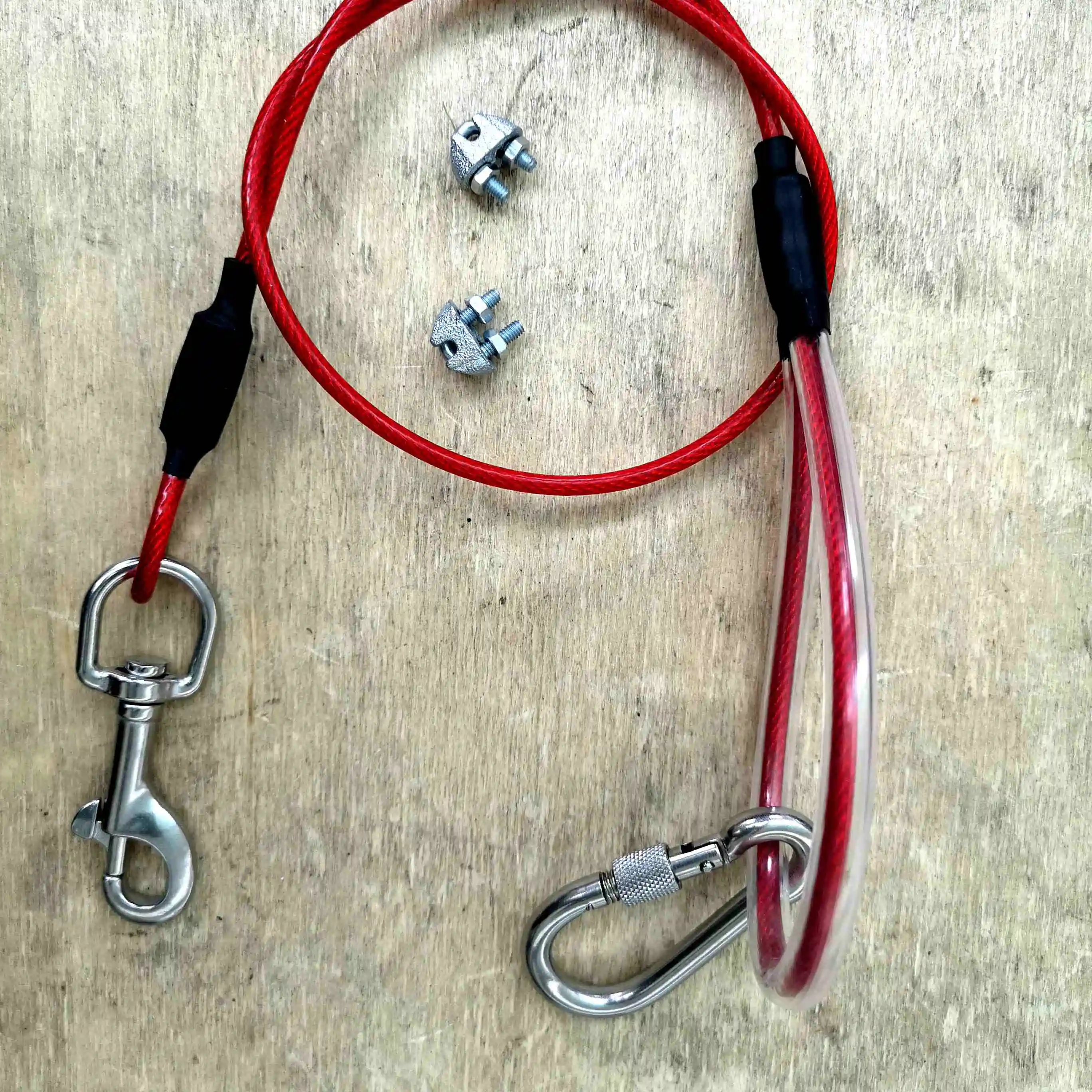 Retractable Red PVC WIre Rope for Dog Tie Out