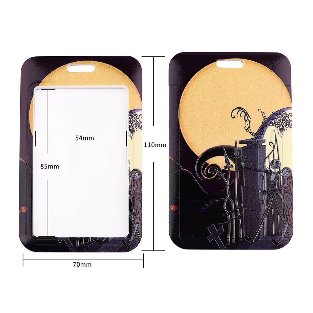 New Hot Selling Christmas Eve Horror Fright Sku ll Cartoon Phone Line Student Card Sleeve with Lanyard holder