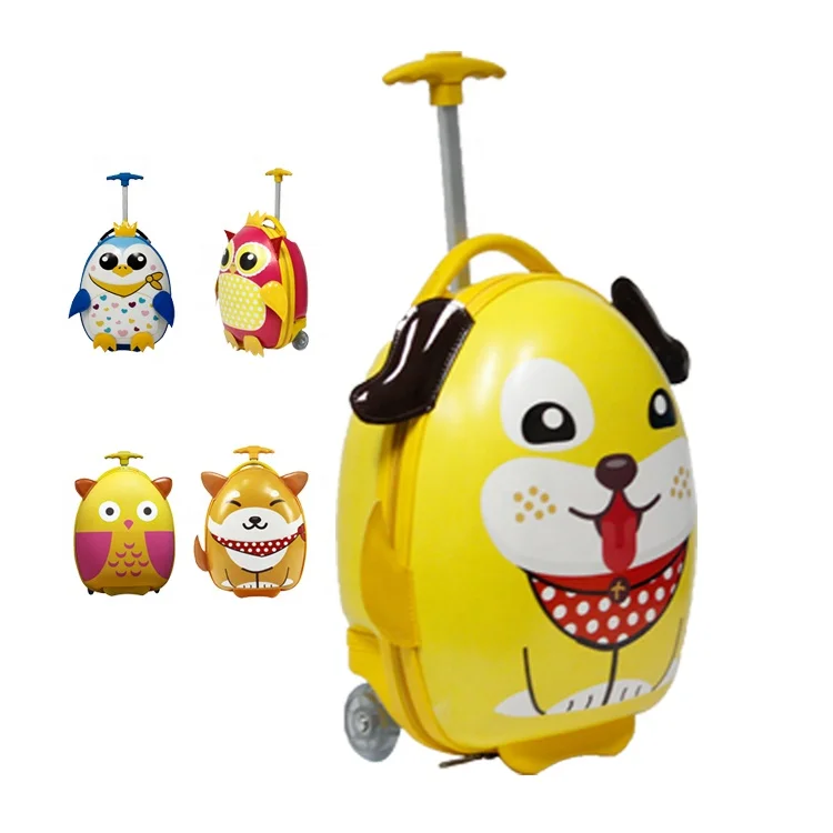OEM EVA PU owl strong handle PVC free bolsos con rueda de ninos kids trolley suitcase with ears