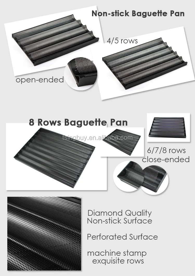 Factory Price 4-22  Gutter Non Stick Perforated Baguette Baking Tray French Bread Tray