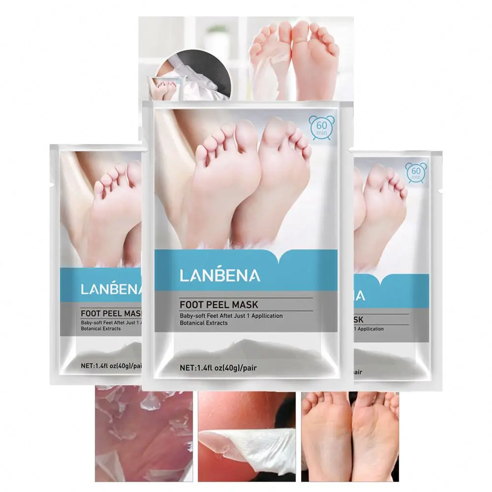 LANBENA Private Label Exfoliating Moisturizing Foot Peel Mask Sheet Adults Foot Care Products Female 3 Years 1.4 Fl.oz / Pair