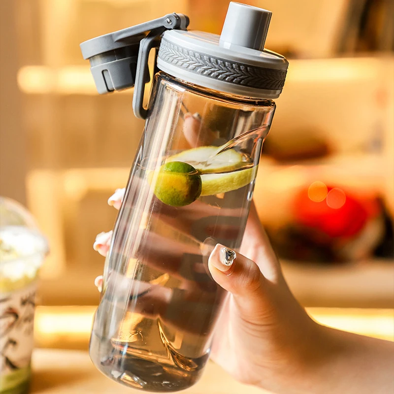 Портативный без Bpa тритановые пластиковые мотивационные спортивные бутылки для фитнеса бутылка питьевой воды с соломой