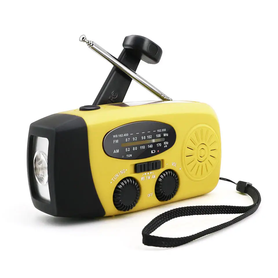 Portable crank radio AM/FM Weather Radio with LED Flashlight power bank solar emergency aircraft radio