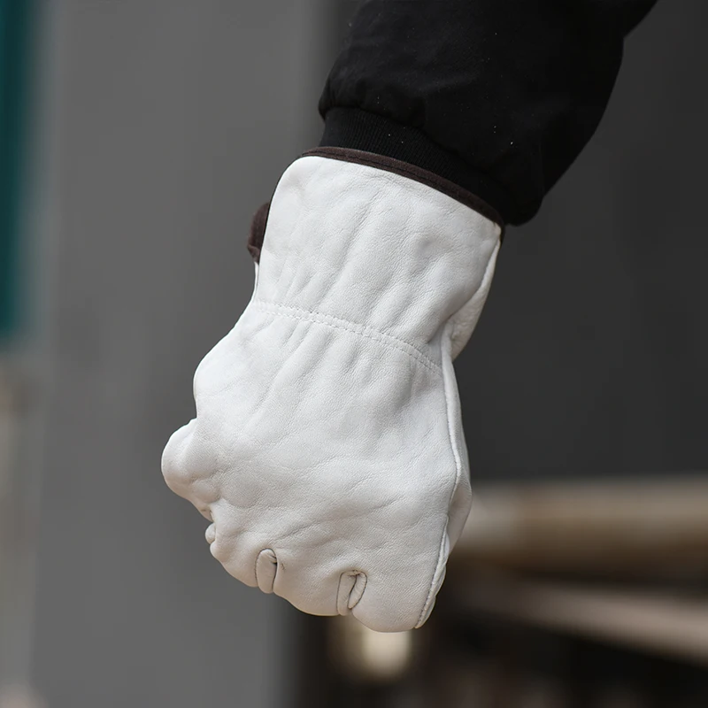 Welding Work Glove Function Fire Proof Soft Fire Resistant Grain Goatskin Leather Glove