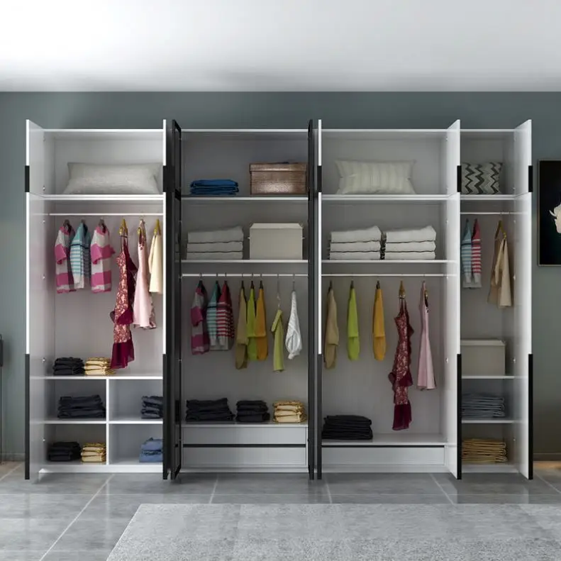 Chinese Custom Walk in Closets Hanging Storage Plywood Melamine Bedroom Wardrobe