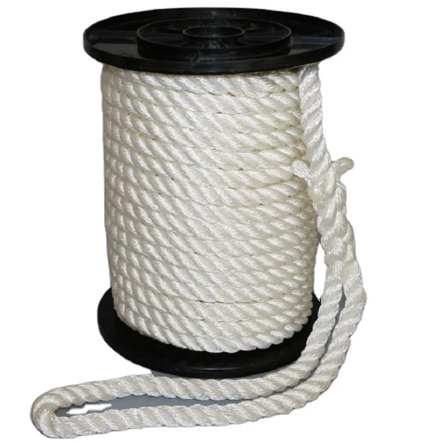 China manufacturer wholesale Dock Line White Color 3-Strands Twisted Nylon Thread Twine Rope