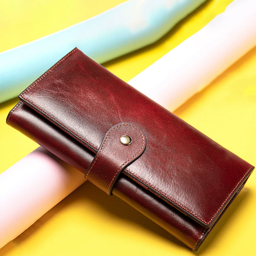 Factory wholesale multiple card slot rfid anti genuine leather women wallet