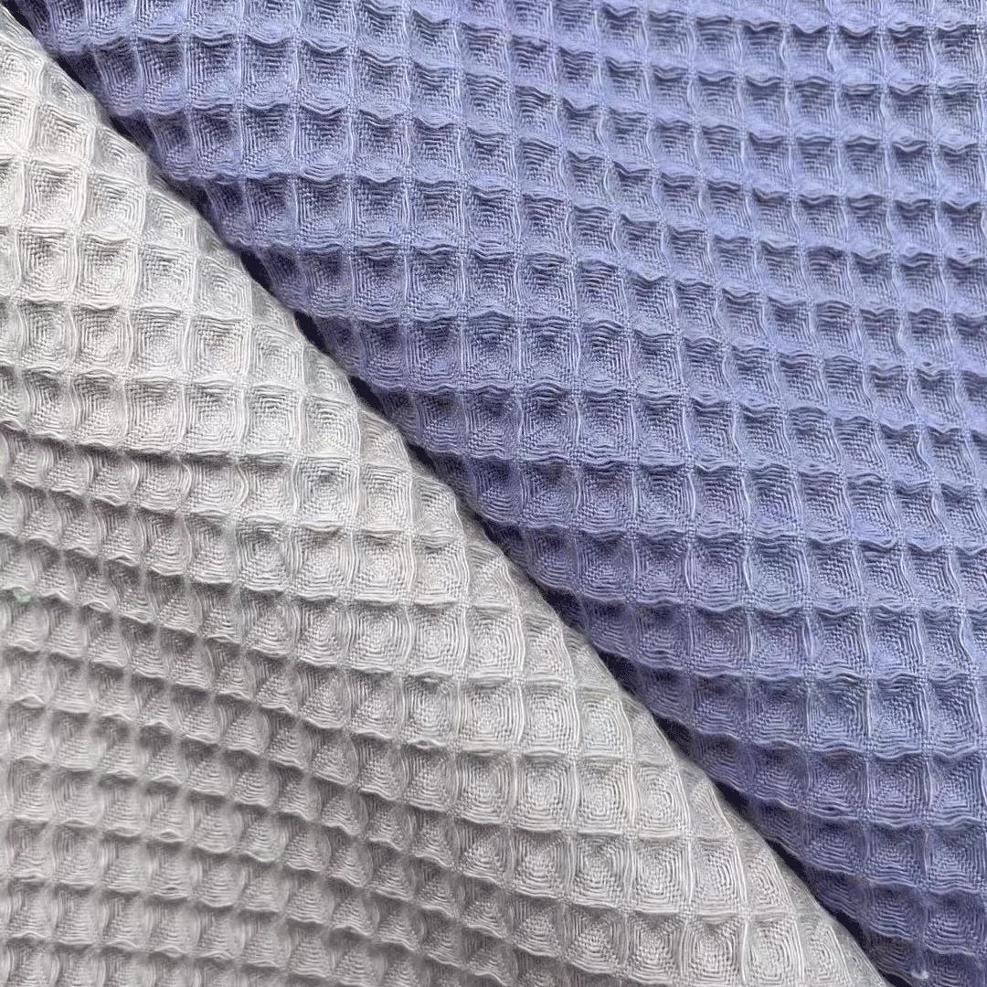Custom different color organic 100% cotton waffle weave fabric or garment wholesale