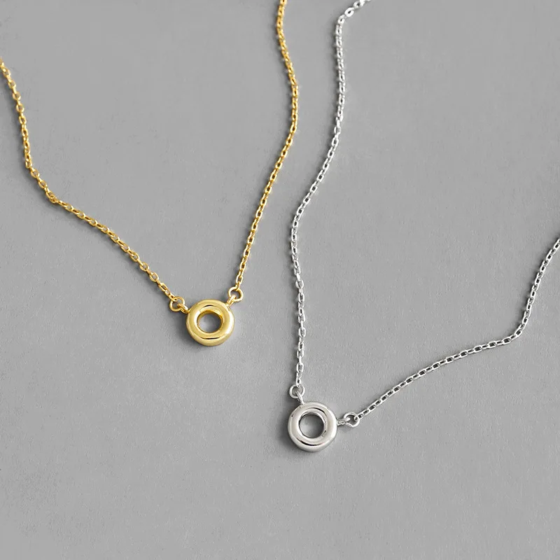 Chic elegant simple design smooth ring S925 sterling silver necklace lady fashion accessories