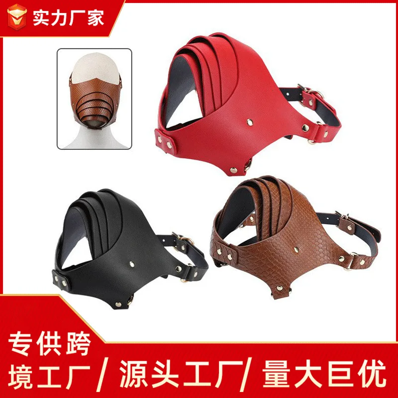Hot selling SM Gothic Punk PU Leather Mask Cosplay Women Sexy Body Fetish Bondage Handmade Harajuku Cage Accessories Game
