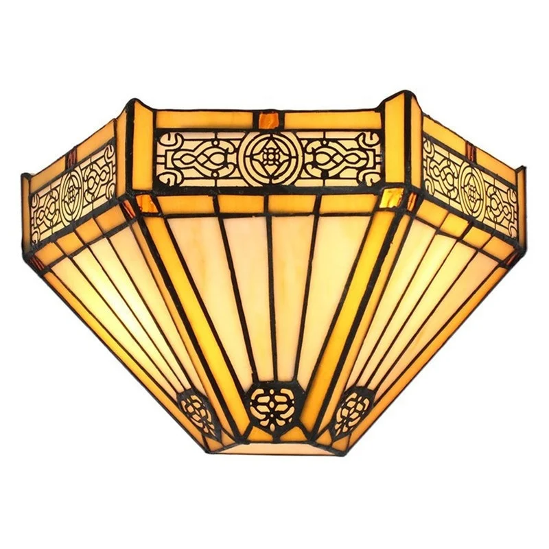 Stained Glass Luxury Tiffany Style Antique  Half Round Wall Lamp Bed Room Dinning Room Wall lamp