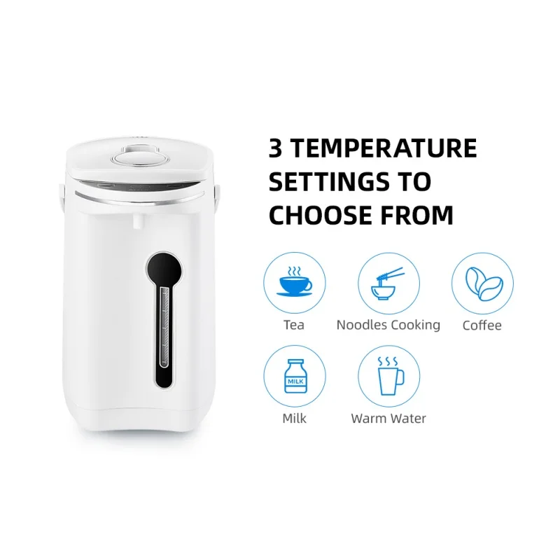 AECCN factory price 5L Childlock Re-boil Dry Boiling Protection Temperature Setting Stainless Steel 304 Electric Thermo Pot