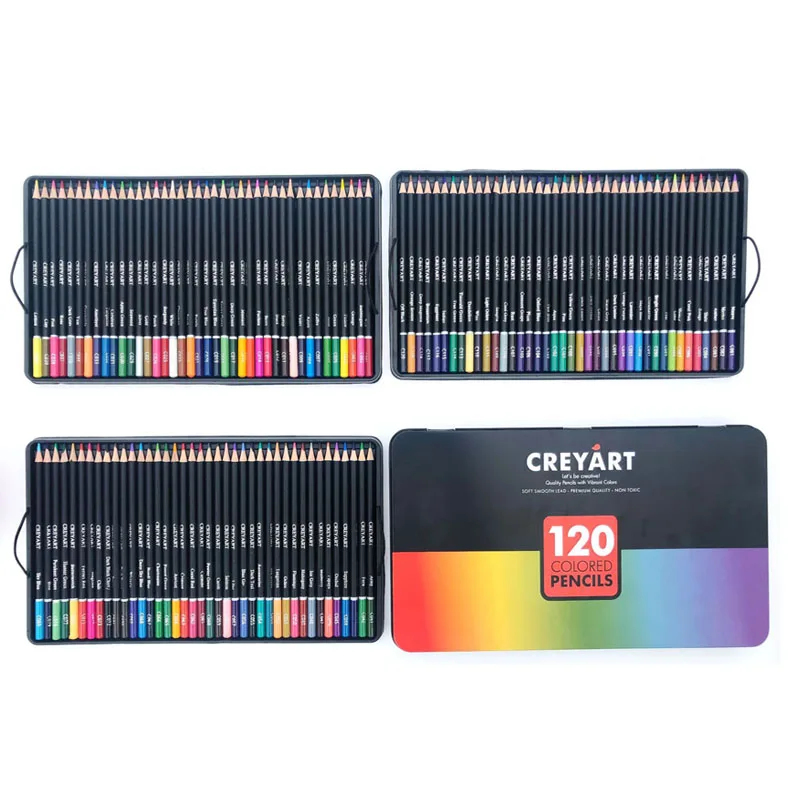 120 Colors Professional Metal Box Color Drawing Pencil Set Art Sketch Pencil Set