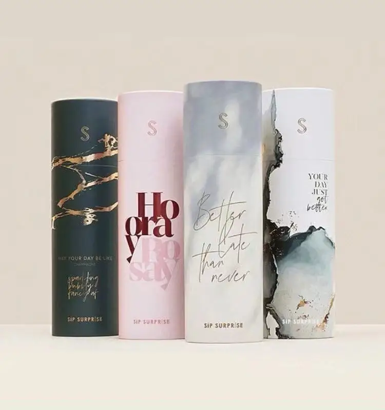 Eco Friendly Packaging Circular Tea  Printed Logo Tube Boxes Customized Design Paper Cylinder Gift Box