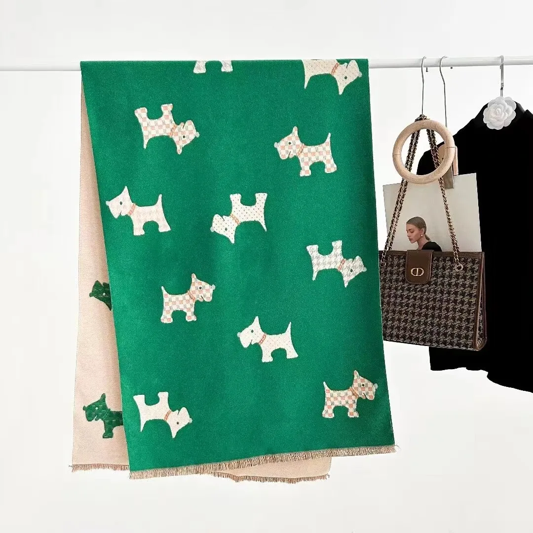 Wholesale Fashion Soft Thick Winter Dog Pattern Scarves Wrap Girls Pashmina Cashmere Scarf Shawl Blanket