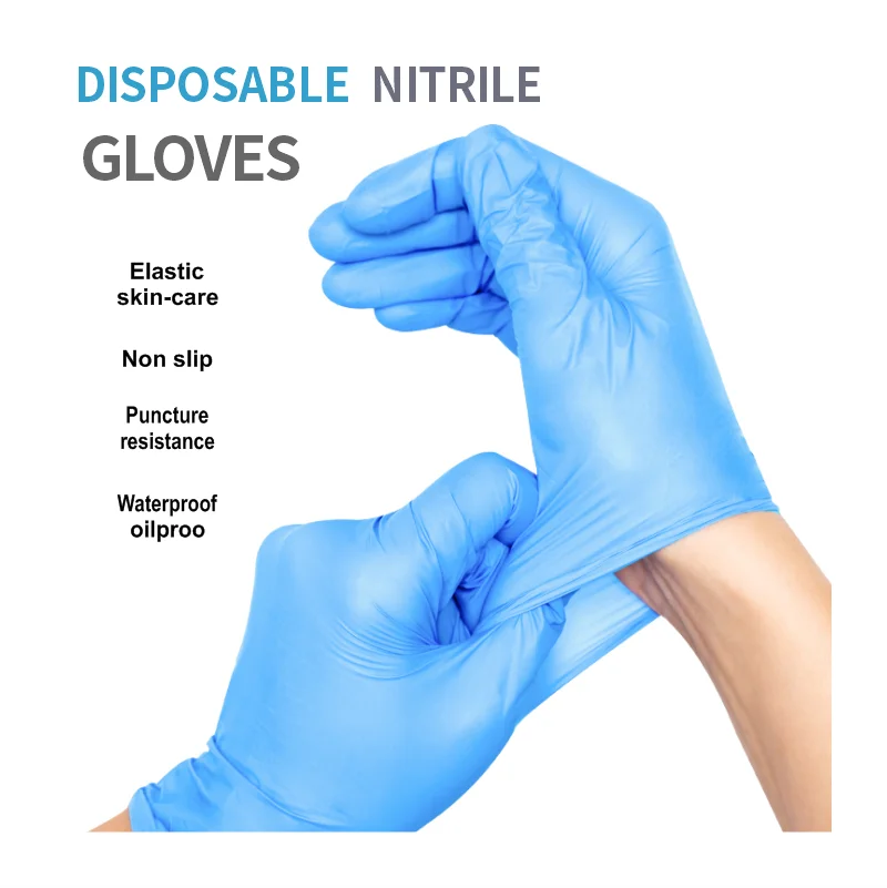 
Disposable safety blue medical surgical examination nitrile gloves only for Europe Market 