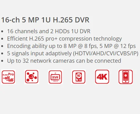  5MP безопасность система наблюдения DS-7216HUHI-K2 6 каналов и 2 HDD 1U DVR до 8