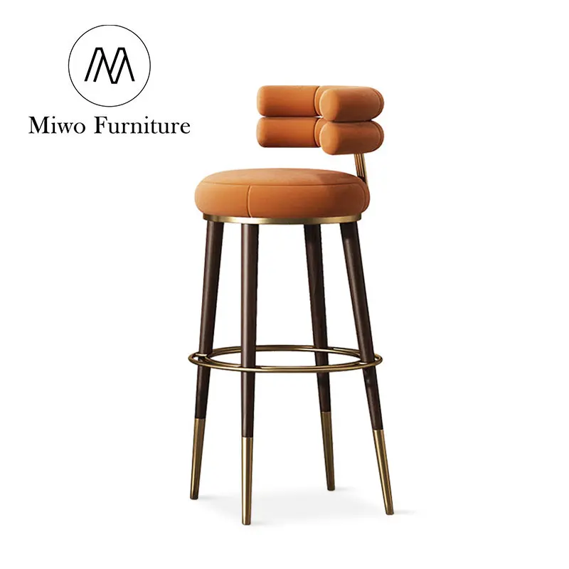Luxury Bar Chairs Modern Bar Chairs Bar Stools for Kitchen Island Wobble Stools Velvet Solid Wood Counter Height Chair Top Grade