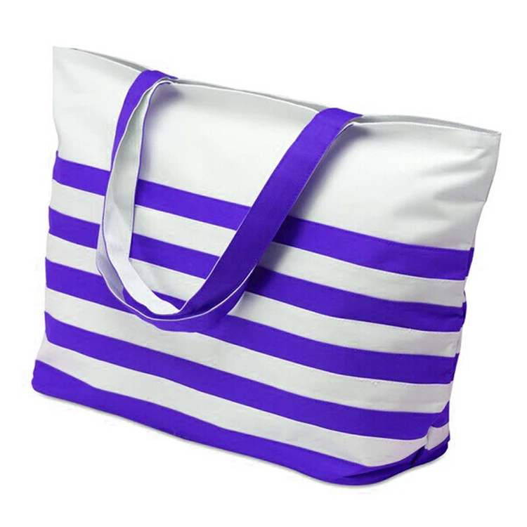 Best Price Wholesale Stripe Women Canvas Beach Tote Bags
